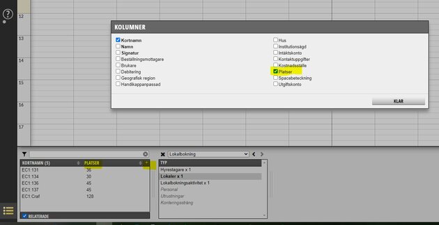 Blid som visar fler kolumner i objektväljaren
