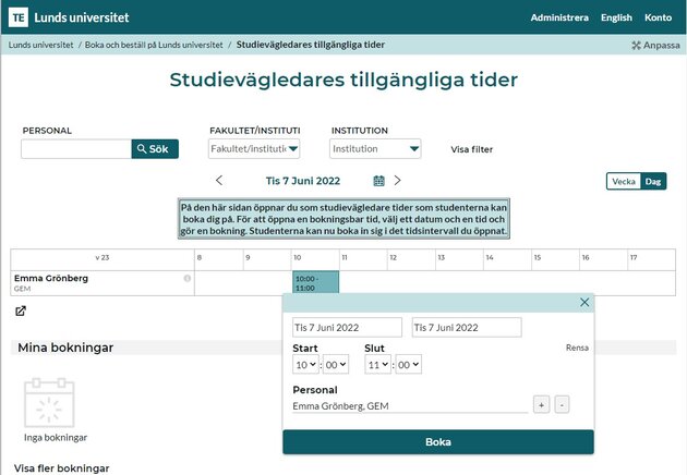 Tillgänglighetsbokning